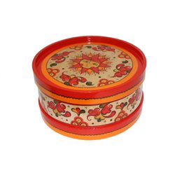 Беломорские узоры / Hộp gỗ có nắp "Bức tranh Permogorsk" tròn 12,5 cm