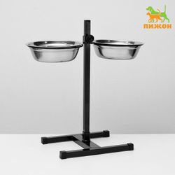 Пижон / Dude / Stand with bowls, 2 x 1.5 L, height 50 cm, collapsible, black