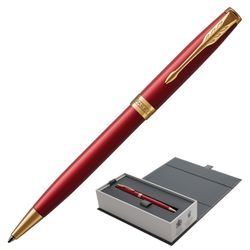 Bolígrafo PARKER "Sonnet Core Intense Red Lacquer GT", cuerpo lacado rojo brillante, detalles chapados en oro, negro