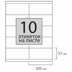 Label self-adhesive 105x57 mm, 10 labels, 65 g/m2, 100 sheets, STAFF "EVERYDAY" (Raw Finland)