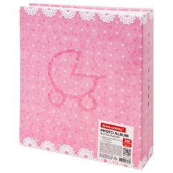BRAUBERG "Baby shoes" photo album for 200 photos 10x15 cm, hard cover, thermosealing, pink, 39114