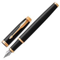 Pen pen PARKER "IM Core Black Lacquer GT" case, black glossy lacquer, gilded details, blue