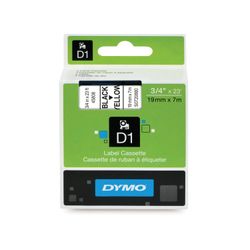 DYMO D1 label printer cartridge, 19 mm х 7 m, plastic tape, black font, yellow background