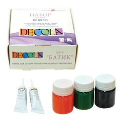 Paint on fabric acrylic "Decola" "Batik on silk" KIT 6 colors 50 ml + reserve 2 tube 18 ml