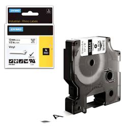 DYMO Rhino label printer cartridge, 12 mm x 5.5 m, vinyl tape, black font, white