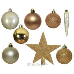 Kaemingk / Set of Christmas balls with Warm Glow top, 5-8 cm, 33 pieces, plastic