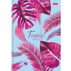 HATBER / Quaderno A4, 96 fogli, pettine, gabbia, copertina in cartone, "TropicsLeaves" / 8 pz.