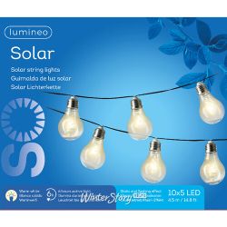 Kaemingk / Solar Pure Solar Light Bulb String 10 Warm White Twinkle Lights 4.5m Black PVC IP44