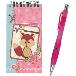 BRAUBERG / Non-ruled notebook "Fox" SMALL FORMAT 80 sheets A6, 85x165 mm, spiral, hardcover, pen, gift box