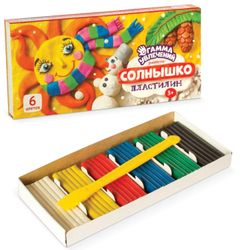 Plastilina classica GAMMA DI HOBBY "Sole" 6 colori, 120 g, con pila, scatola di cartone