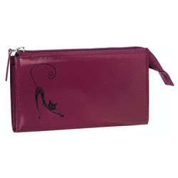 Purse women's BEFLER "Elegant cat", 190х105 mm, genuine leather, zipper, embossed, purple