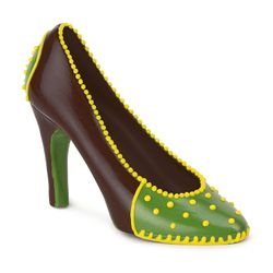 The sculpture of chocolate "Shoe" yellow / green decor