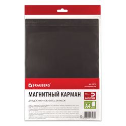 Magnetic pocket for documents, photos, notes, format A4, transparent, BRAUBERG