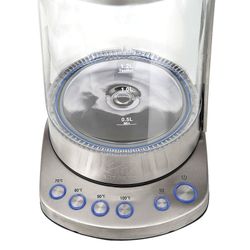 Kettle KITFORT CT-601, 1.7 litres, 2500 w, closed heating element, 4 heating modes, glass, silvery