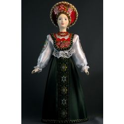 Потешный промысел / Porcelain souvenir doll "Traditional girlish costume, late 19th - early 20th century"
