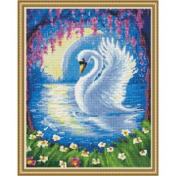 Опт-картина / Khảm kim cương 40x50, thạch tròn Thiên nga đêm