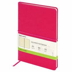 BRAUBERG / Leather-look notebook "Metropolis X", 80 sheets A5 (148x218 mm), elastic band, raspberry