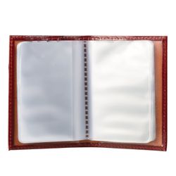 BEFLER / Tarjetero de bolsillo "Classic" para 40 tarjetas de visita, piel auténtica, coñac,