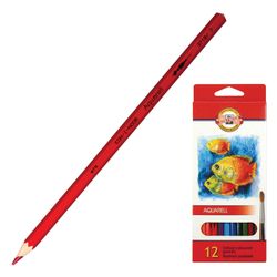Farbstifte Aquarell KOH-I-NOOR "Fisch", 12 Farben, Mine 3 mm, gespitzt, Eurofederung