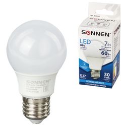 SONNEN / LED lamp 7 (60) W, base E27, pear-shaped, cold white light, LED A55-7W-4000-E27