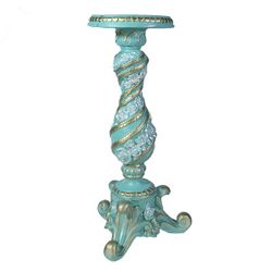Ремеко / Decorative item "Candlestick with flowers" (turquoise color) L13W13H28cm