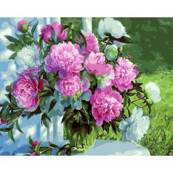 Опт-картина / Painting by numbers 40x50 Peonies in the garden