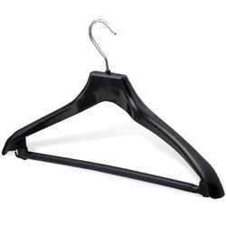 Shoulder hanger, size 46-48, plastic, anatomical, crossbar, strap hooks, black
