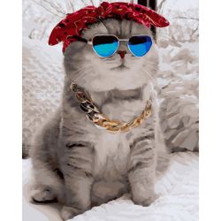Опт-картина / Pintura por números 40x50 Gato na moda