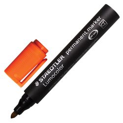 Marcador permanente (indelével) STAEDTLER (Alemanha) "Lumocolor", LARANJA, ponta redonda, 2 mm
