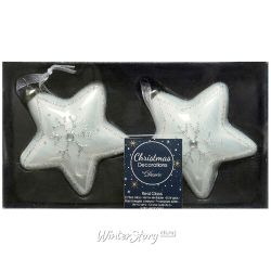 Kaemingk / Glass Christmas tree toy Star Snow Queen 8 cm, 2 pcs, pendant