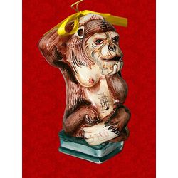 Лефортовский фарфор / Lefortovo porcelain / Christmas tree toy "Monkey on a book"