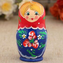 Matryoshka "Red flowers" 5 dolls red scarf