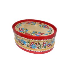 Беломорские узоры / Wooden box with lid "Uftyuzhskaya painting" oval 12 cm