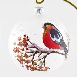 Бирюсинка / Christmas ball Bullfinch on a branch 100 mm