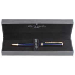 Gift ball pen Pierre Cardin "Eco" case, blue, brass, gold details, blue