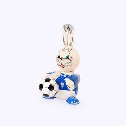 Богородская игрушка / Wooden souvenir "Bunny football player", lathe
