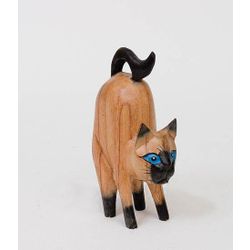 Decor and Gift / Wooden figurine "Cat with blue eyes" 15 cm