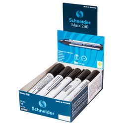 Marcador para quadro branco e flipchart SCHNEIDER (Alemanha) "Maxx 290", PRETO, ponta chanfrada, 2-3 mm