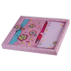 BRAUBERG / Notebook "Flowers", 80 sheets A5 (95x170 mm), hardcover, without ruler, pen + block, gift wrapping