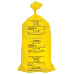 AQUICOMP / Medical trash bags, class B (yellow), 100 l, 60x100 cm, 15 microns, 20 pcs in a pack.