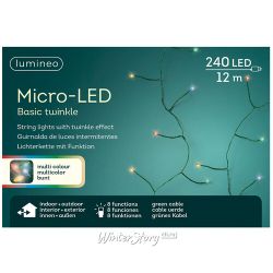 Kaemingk / Đèn LED vòng hoa Dew Volumetric 12 m 240 Đèn LED mini nhiều màu, dây màu xanh lá cây, bộ điều khiển, IP44