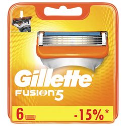 Replacement shaving cassettes 6 pcs. GILLETTE Fusion, for men