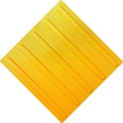 Telha tátil, PVC, arranjo longitudinal dos recifes, cor amarela, tamanho 300 x 300 x 4 mm