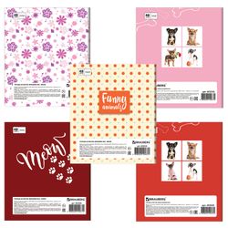 BRAUBERG / Cuaderno A5, 48 hojas, ECO, línea, funda de cartón, MASCOTAS / 10 uds.