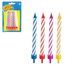 FUNNY ZATEYA / Pasta için parti mumları, 12'li set, Standlı, 8,5 cm, blister