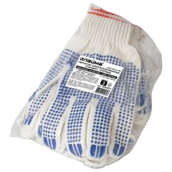 ЛАЙМА / Cotton gloves STANDARD, SET of 5 PAIRS, 7.5 class, 46-48 g, 166 tex, PVC point, WHITE