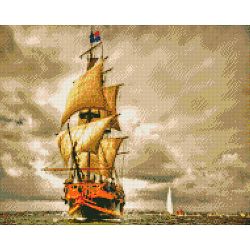Опт-картина / Diamantmosaik, 40x50, quadratische Strasssteine Segelboot und Boot