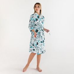 Этель / Women's dressing gown "Mint mood" sleeve 3/4, size 50-52, wafer 200g / m2, 100% cotton
