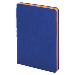 BRAUBERG / Defter "NEBRASKA", 112 sayfa A5 (140x200 mm), esnek suni deri, kalem, çizgi, mavi
