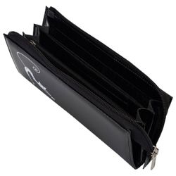 Purse women's BEFLER "Elegant cat", 190х105 mm, genuine leather, zipper, embossed, black